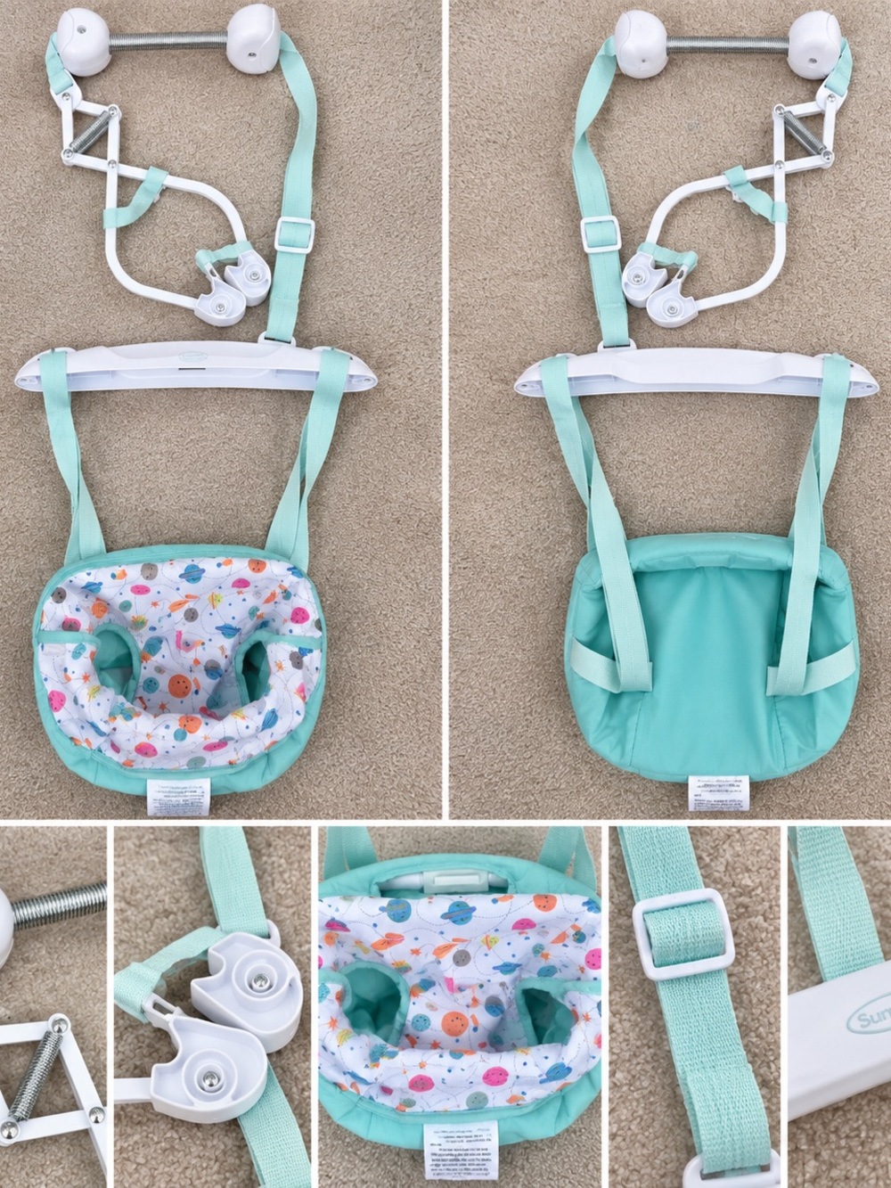 Mint Green Kids Door Jumper with Planet Print Seat